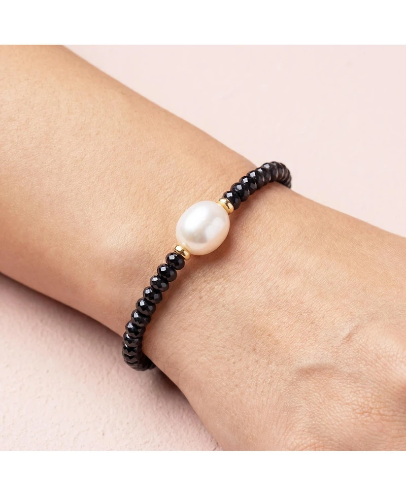 The Lovery Black Spinel Bead Pearl Bracelet 14k Gold