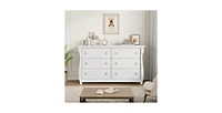 gaomon 6 Drawer Dresser for Bedroom, 47" Wide Modern Wood Chest with Black Ring Pull Handles