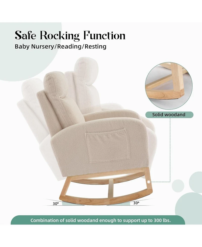 gaomon Upholstered Nursery Glider Rocking Chair with Wood Base