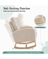 gaomon Upholstered Nursery Glider Rocking Chair with Wood Base