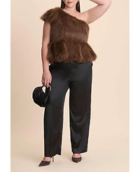Eloquii Women's Plus Faux Fur Peplum Top