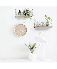 Yigii Leaf Rope Hanging Floating Shelves Wall Swing Storage