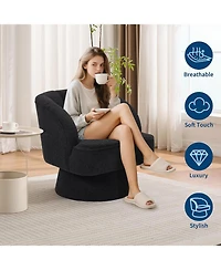 gaomon Teddy Fabric Modern Swivel Barrel Accent Chair