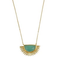 Ottoman Hands Sunrise Aqua Chalcedony Pendant Necklace