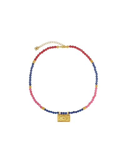 Ottoman Hands Arden Evil Eye Gemstone Beaded Necklace