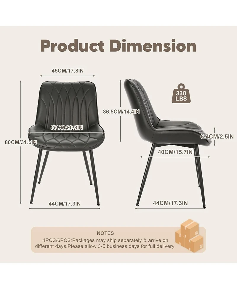 gaomon Mid Century Modern Dining Chairs Set of 4,Faux Leather Upholstered Kitchen and Dining Room Chairs with Backrest and Metal Legs,for Living Room