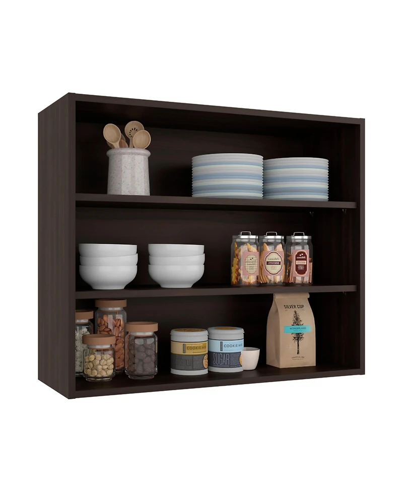 Depot E-Shop Ida Wall Shelf Shelves, Dark Walnut
