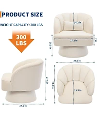 gaomon Modern Swivel Barrel Accent Chair, Velvet, Beige