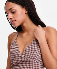 Madden Girl Juniors' Check Menswear V-Neck Mini Dress