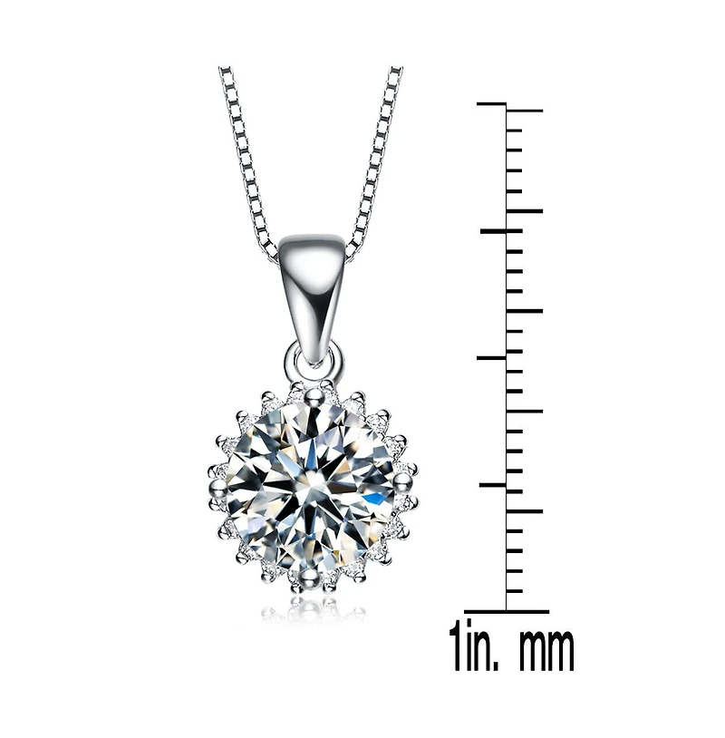 Sterling Silver in White Gold Plated Clear Cubic Zirconia Stud Necklace