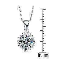 Sterling Silver in White Gold Plated Clear Cubic Zirconia Stud Necklace