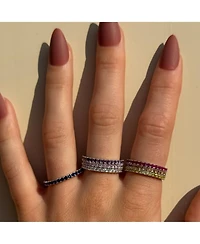 Suzy Levian Sterling Silver Thin Cubic Zirconia Eternity Band Ring