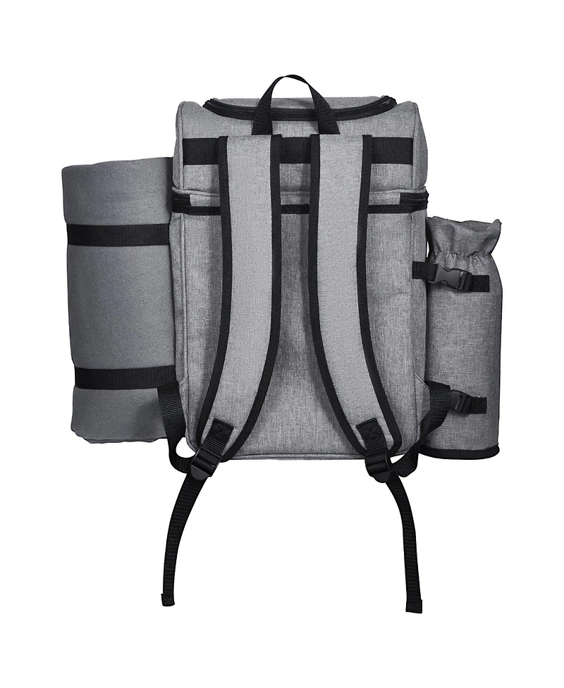 Mecale 4-Person Picnic Backpack with Insulated Cooler, Blanket and Tableware Set