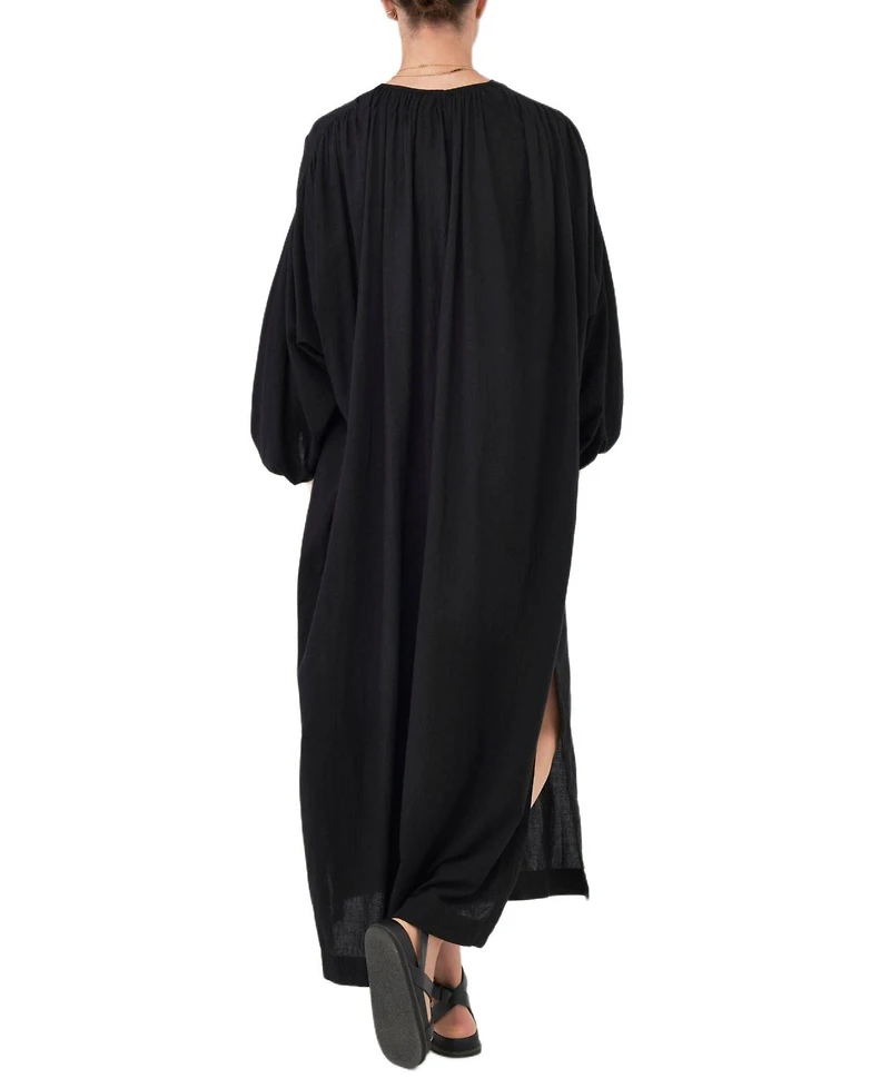 Ocean+Main Women's Ocean+Main Rouched Shoulder Maxi Cotton Caftan