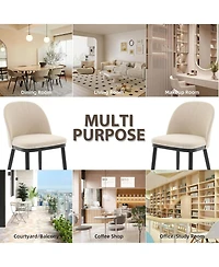 gaomon Dining Chairs Set of 2, Modern Fabric Upholstered Kitchen Side with Curved Backrest and Wood Leg