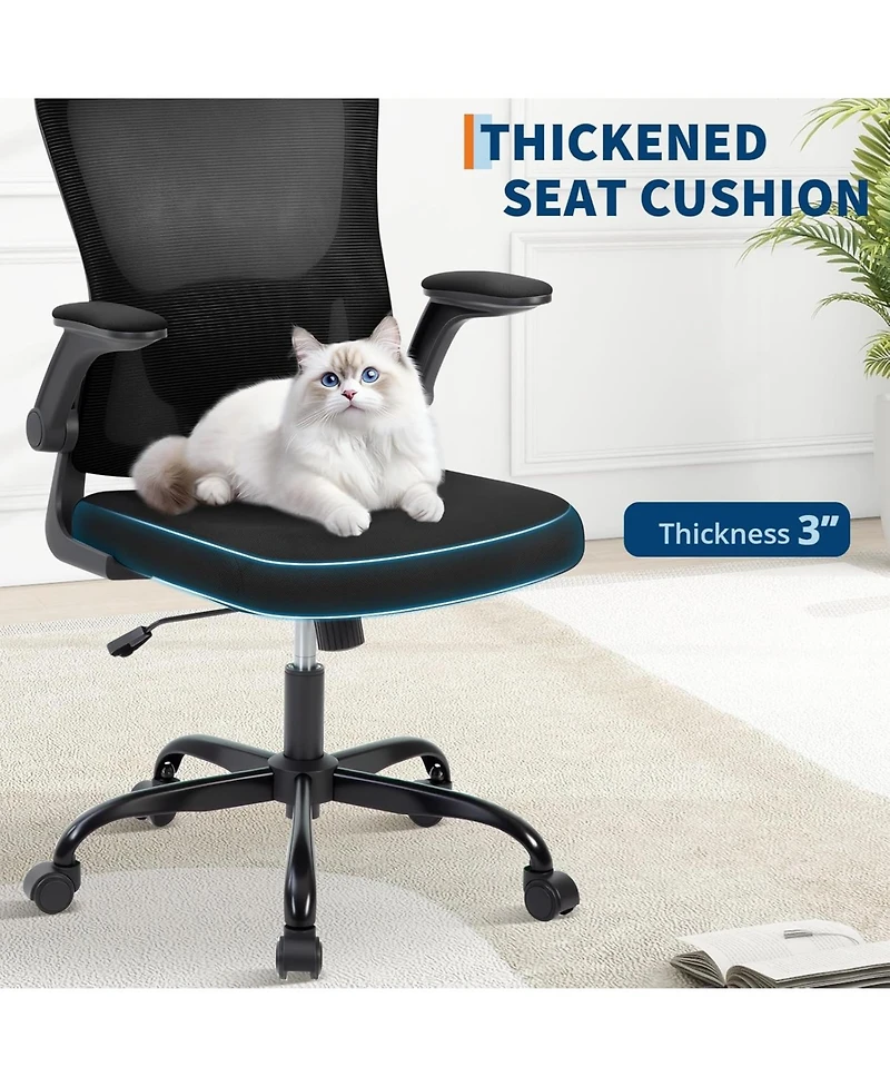 gaomon Ergonomic Office Chair with Lumbar Support,Mesh High Back Rolling Computer Chair for Desk,Comfy Flip-up Arms Chair for Home Office