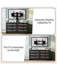 gaomon 47.2'' Tv stand with mount, modern entertainment center with 6 drawer rattan dresser and media console storage for 32–85'' TVs.