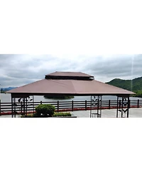 Clihome 13x10 Ft Patio Double Roof Gazebo Replacement Canopy Top Fabric