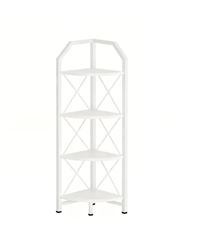 Yigii Corner Shelf Industrial Storage Stand Bookcase Plant Display Rustic