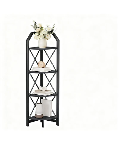 Yigii Corner Shelf Industrial Storage Stand Bookcase Plant Display Rustic