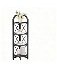 Yigii Corner Shelf Industrial Storage Stand Bookcase Plant Display Rustic