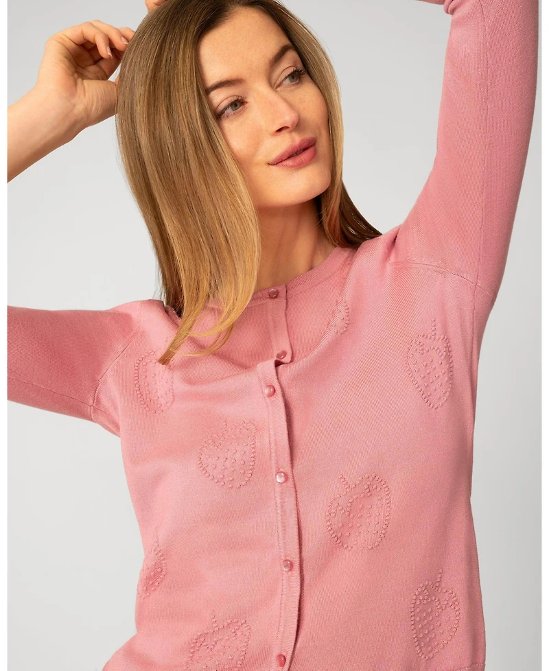 Cable & Gauge Women's Strawberry Stitch Button Cardigan