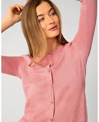 Cable & Gauge Women's Strawberry Stitch Button Cardigan