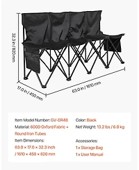 Mecale 4-Seat Portable Folding Sports Bench with Backrest and Carry Bag