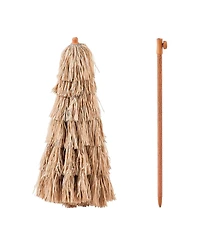 Mecale 6 Ft Thatched Tiki Patio Umbrella with Tilt and Metal Ribs