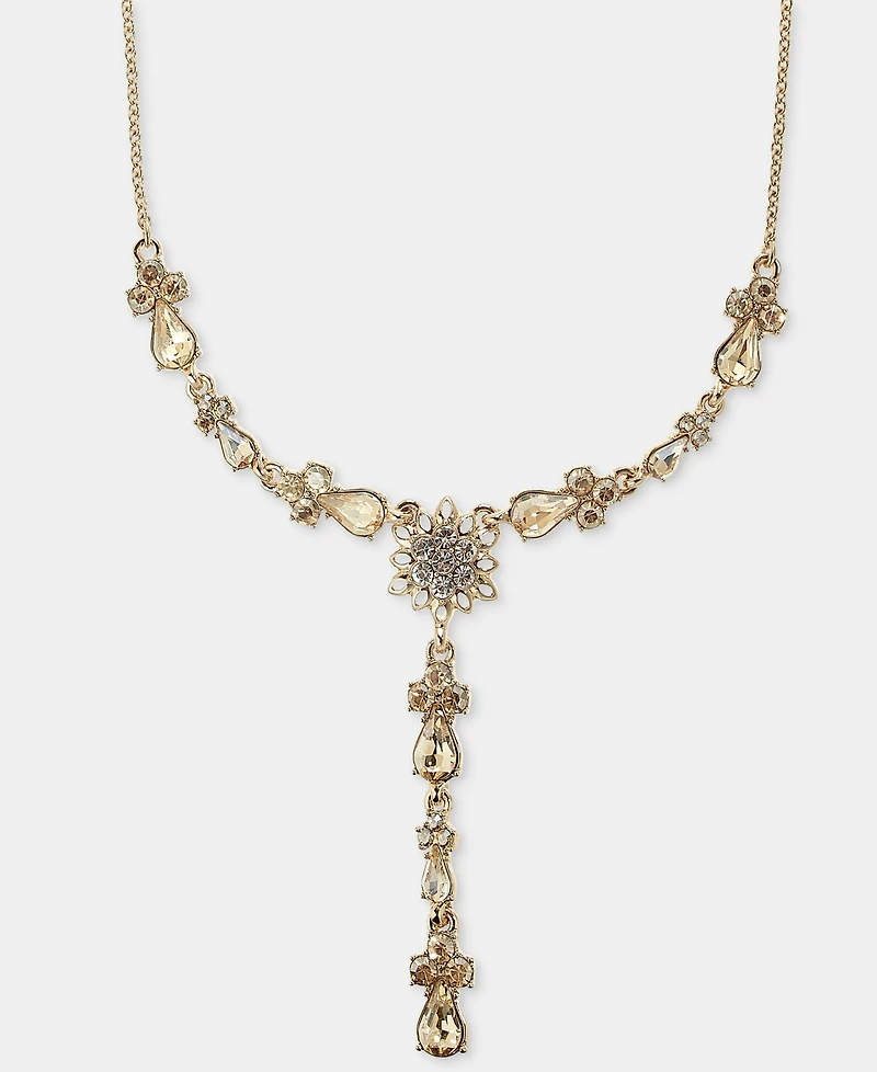 Marchesa Crystal Flower Lariat Necklace, 16" + 3" extender