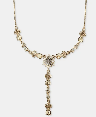 Marchesa Crystal Flower Lariat Necklace, 16" + 3" extender