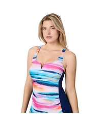 Free Country Women's Notch Front Tankini Top