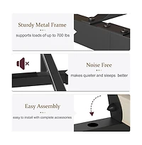 gaomon Full Platform Bed Frame with Wood Headboard, Rustic Metal, Noise Free, Underbed Storage, No Box Spring, Easy Assembly