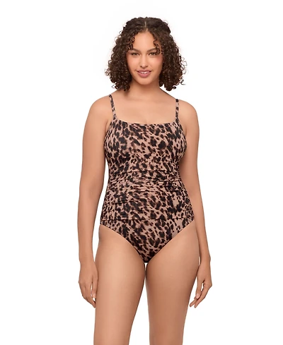 S3 Apparel Women's Sculpting Classic Shirred-Front One-Piece Swimsuit - Pink Riviera Floral