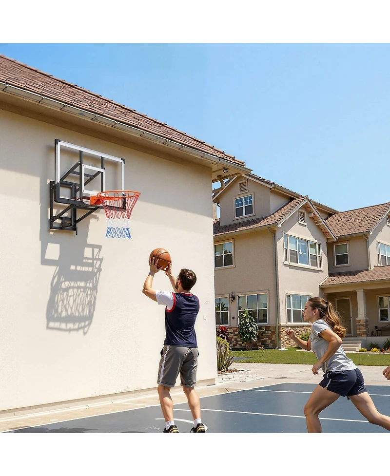 Mecale 54 Inch Wall Mount Basketball Hoop with Adjustable Backboard