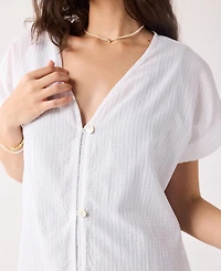 Reistor Women's V-neck Beach Cover-up Dress Stripes