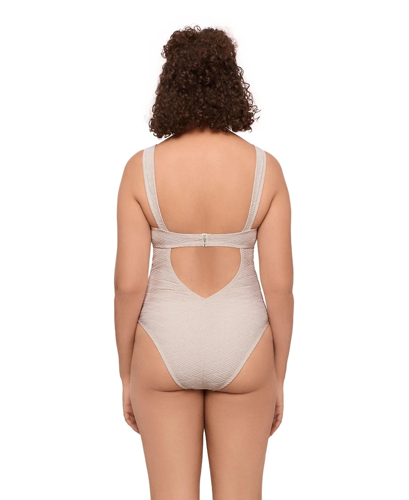 S3 Apparel Women's Sculpting Novelty Sweetheart U-Wire One-Piece Swimsuit - Coquette Basket Weave