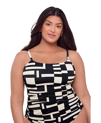 S3 Apparel Women's Supportive and Sculpting Classic Shirred-Front Tankini Swimsuit Top