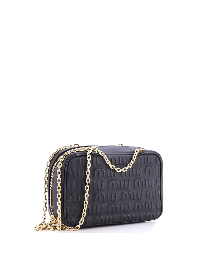 Pre-Owned Miu Miu Medium Softy Chain Camera Bag Logo Embossed Leather