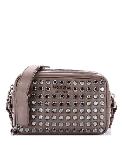 Pre-Owned Prada Small Camera Bag Embellished Diagramme Quilted Leather