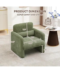 gaomon Single Sofa Chair, Reading Chair for Bedroom, Cozy Chenille Armchair, Mid Century Modern Accent Chair with Arms and Lumbar Pillow