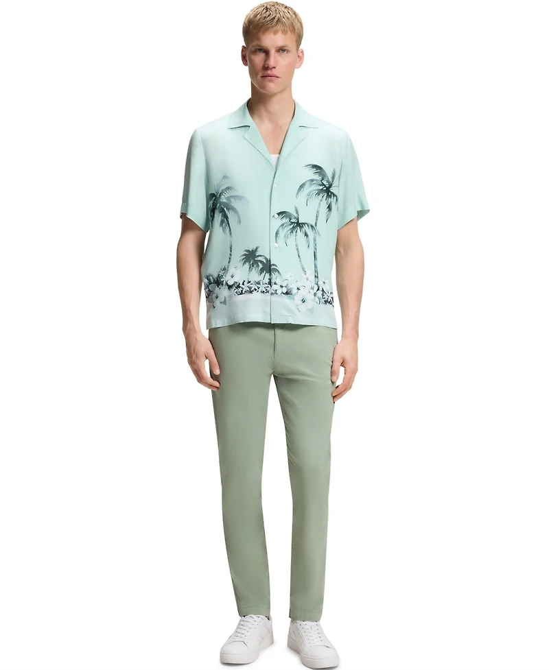 Boss By Hugo Boss Men's Structured Cotton Blend Tapered-Fit Chinos