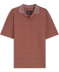 Boss By Hugo Men's Cotton, Linen Silk Johnny-Collar Polo Shirt