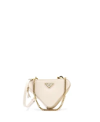Pre-Owned Prada Mini Triangle Double Zip Pouch Bag with Chain Patent