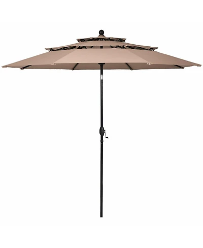 Gymax 10ft 3 Tier Patio Market Umbrella Aluminum Shade Shelter Double Vented Turquoise