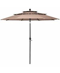 Gymax 10ft 3 Tier Patio Market Umbrella Aluminum Shade Shelter Double Vented Turquoise