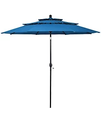 Gymax 10ft 3 Tier Patio Market Umbrella Aluminum Shade Shelter Double Vented Turquoise