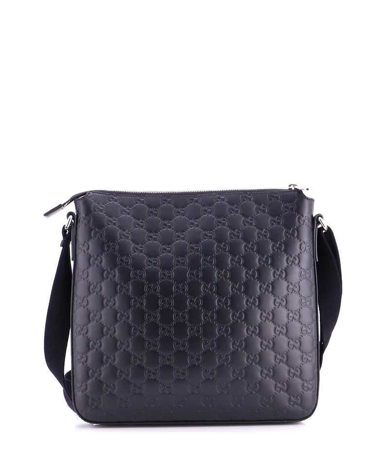 Pre-Owned Gucci Medium Signature Zip Messenger Bag Guccissima Leather