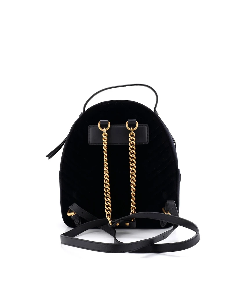 Pre-Owned Gucci Small Gg Marmont Backpack Embellished Matelasse Velvet