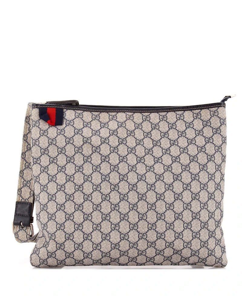 Pre-Owned Gucci Large Web Loop Flat Messenger Gg Coated Canvas